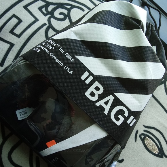 off white string bag